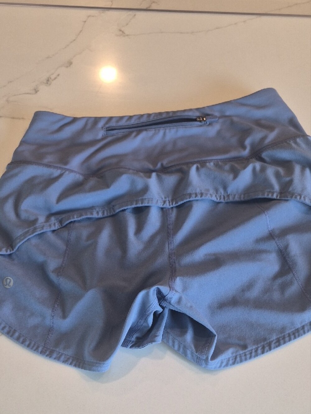 Lululemon Light Periwinkle Activewear Set - Cropped Sports Bra & Shorts - Picture 4 of 9